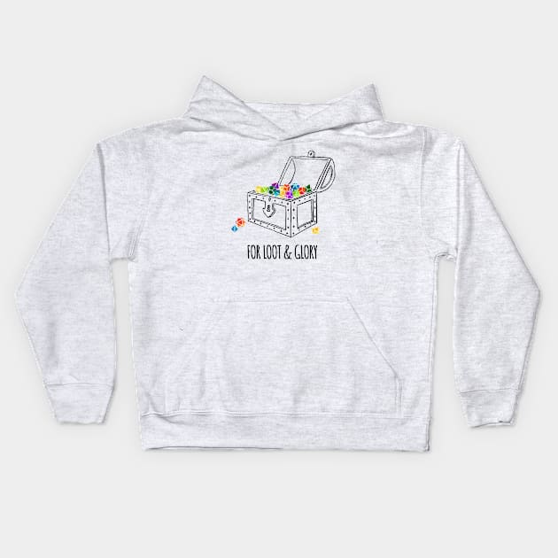 For Loot & Glory! - rainbow & black - LGBTQ+ ttrpg dice Kids Hoodie by SJart